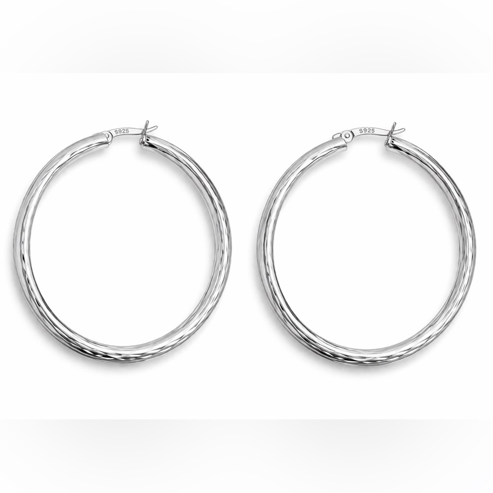 S925 Diamond Cut Hoops